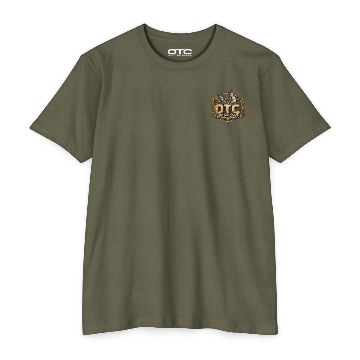 Off The Clock T-Shirt — 'Work Hard Live More' Duck Marsh Sunset Tee