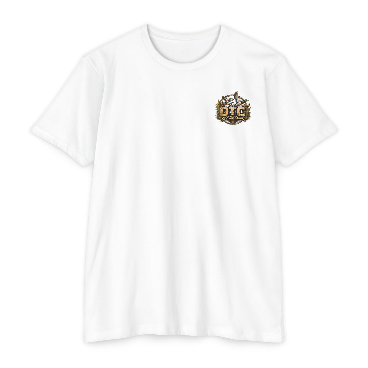 Off The Clock T-Shirt — 'Work Hard Live More' Duck Marsh Sunset Tee
