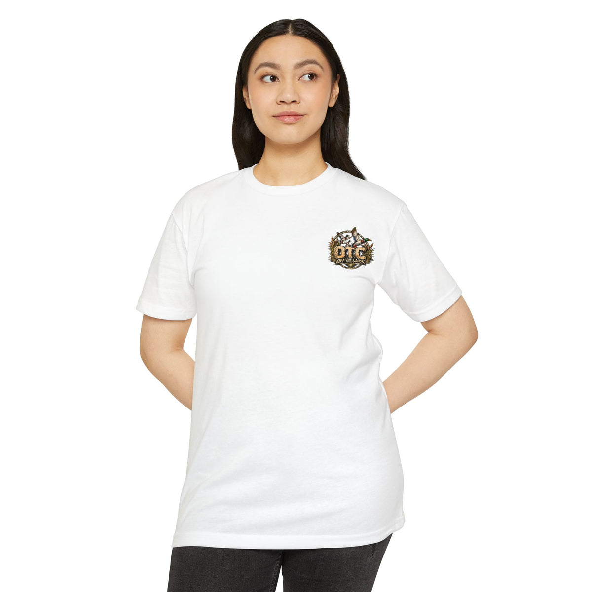 Off The Clock T-Shirt — 'Work Hard Live More' Duck Marsh Sunset Tee